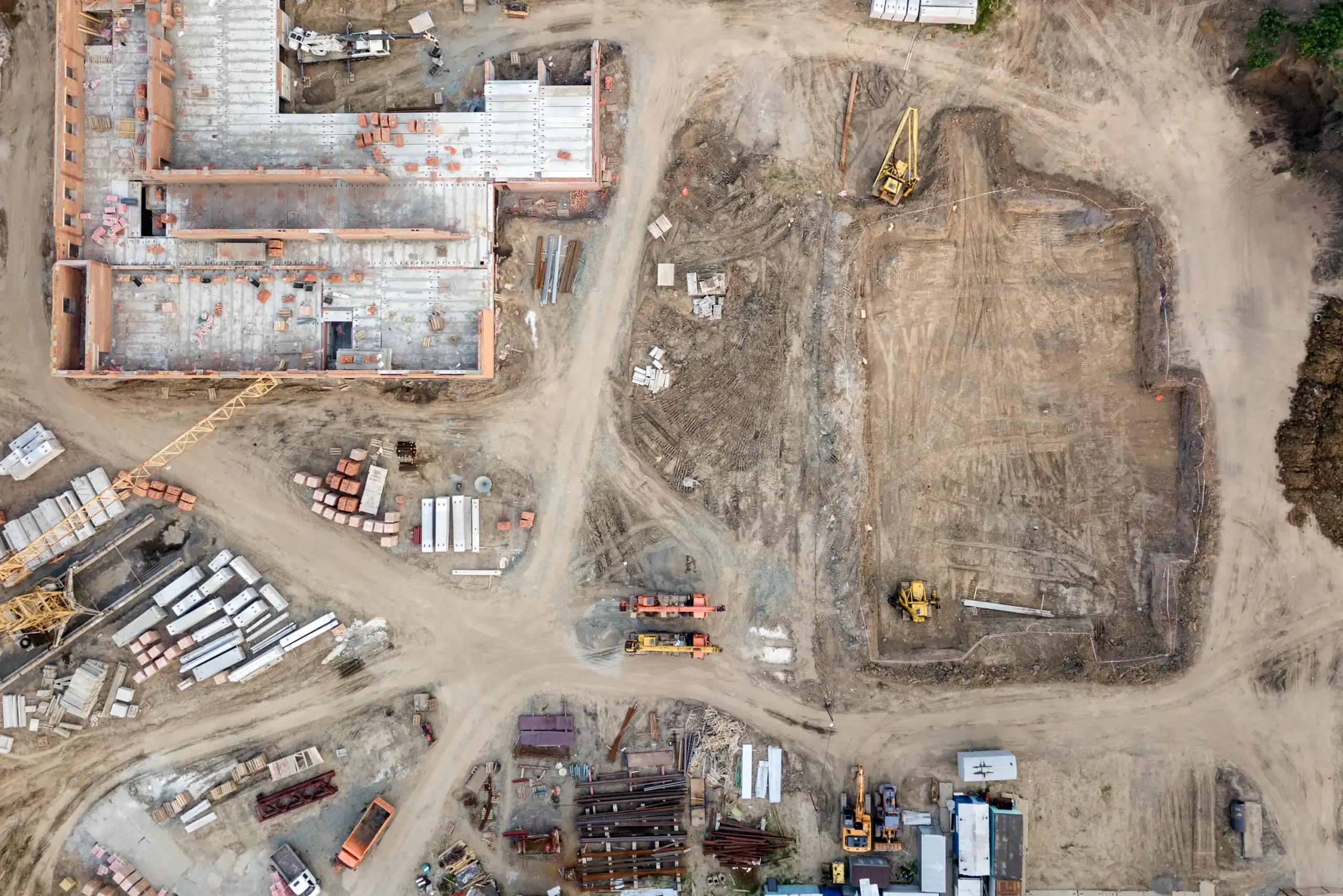Aerial view of construction site